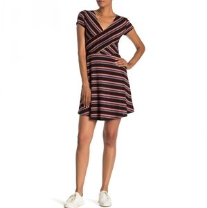 Good Luck Gem Striped Ribbed Skater Dress Sz XS